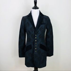 Free People Flocked Dobby Coat Floral Corduroy 0